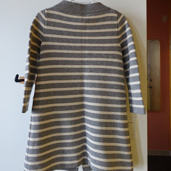 J.Crew KD6774 grey white stripe merino wool sweater cardigan coat XS 0 - Picture 16 of 16